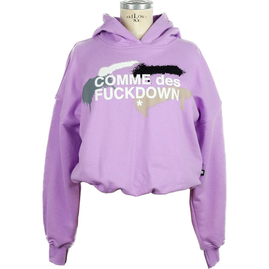 Comme Des Fuckdown Chic Purple Hooded Sweatshirt with Logo Print Comme Des Fuckdown Plum