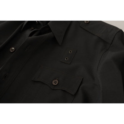 Dolce & Gabbana Dark Green Cotton Slim Fit Casual Men Shirt