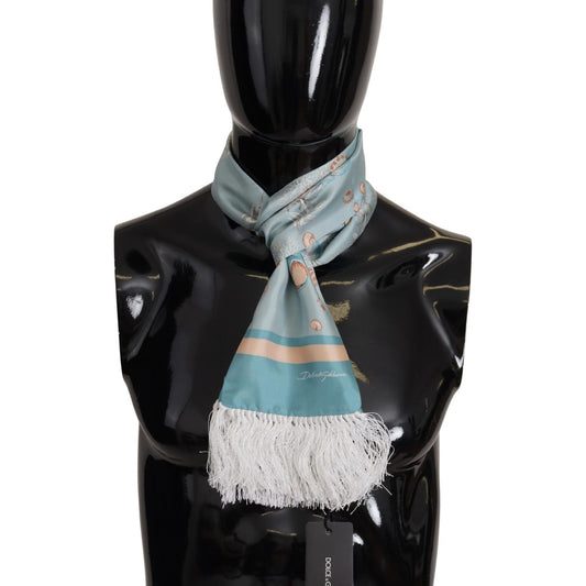 Dolce & Gabbana Elegant Silk Scarf with Shell Motif Dolce & Gabbana Gray