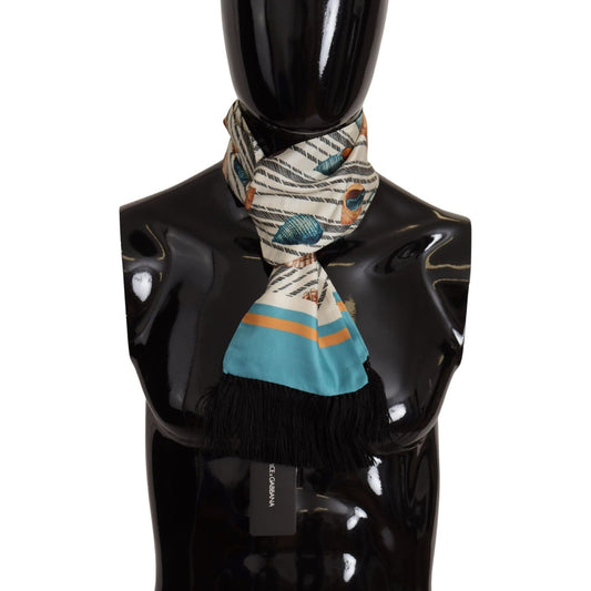 Dolce & Gabbana Multicolor Silk Seashell Printed Scarf Dolce & Gabbana Black