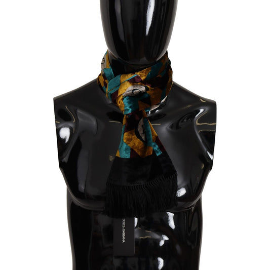 Dolce & Gabbana Elegant Multicolor Silk Blend Men's Scarf Dolce & Gabbana Black