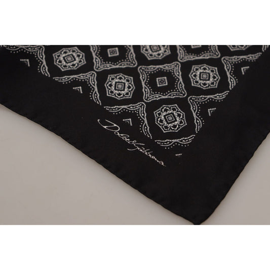 Dolce & Gabbana Elegant Geometric Silk Square Scarf Dolce & Gabbana Black