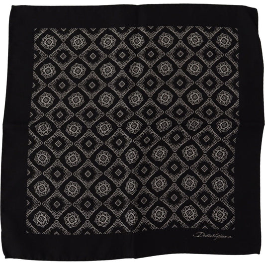 Dolce & Gabbana Elegant Geometric Silk Square Scarf Dolce & Gabbana Black