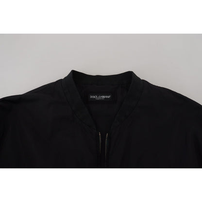 Dolce & Gabbana Black Nylon Logo Bomber Zipper Jacket