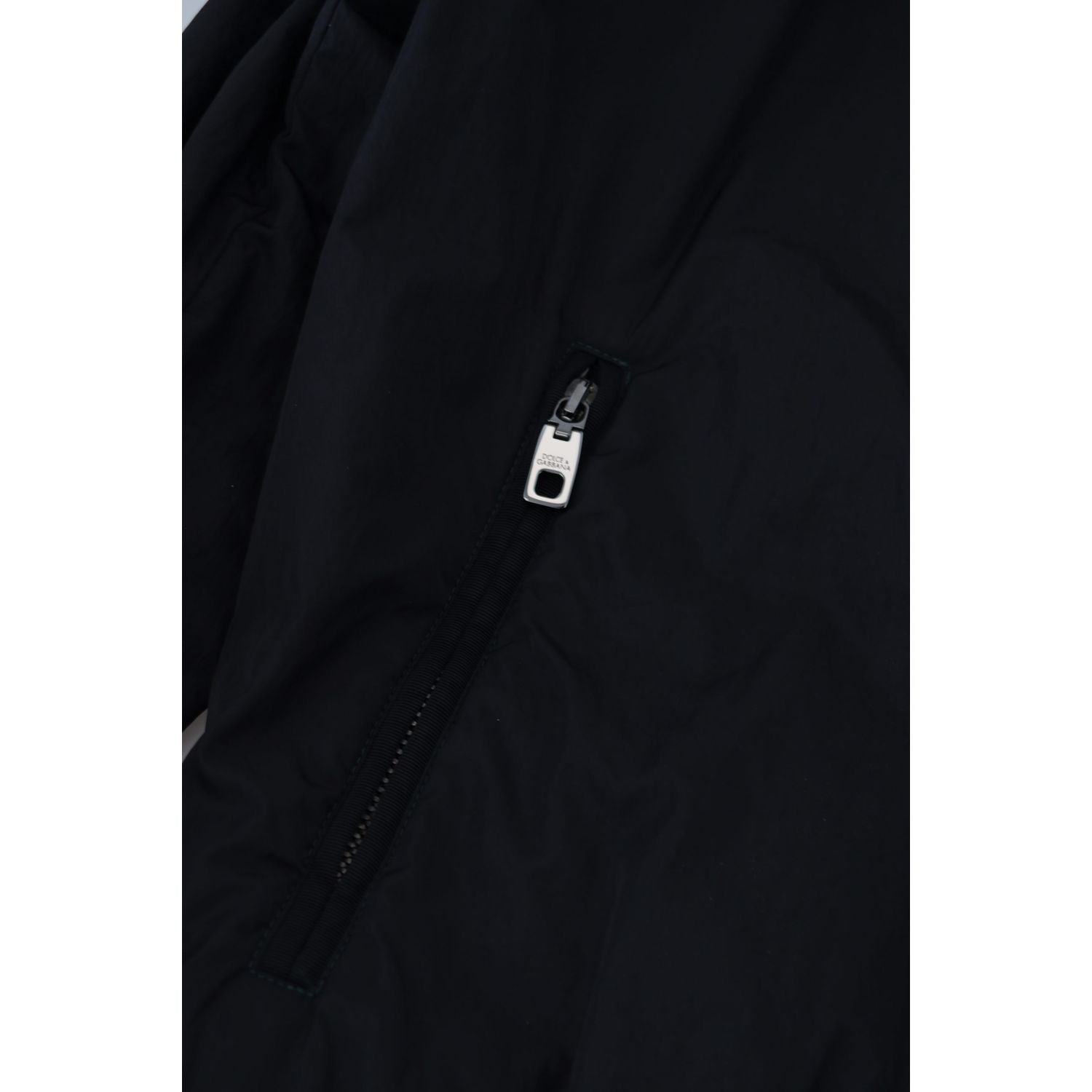 Dolce & Gabbana Black Nylon Logo Bomber Zipper Jacket
