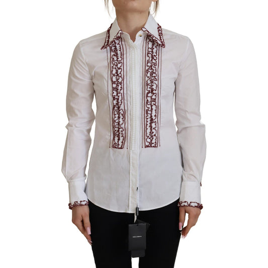 Dolce & Gabbana Elegant White Cotton Polo Top Dolce & Gabbana Gray