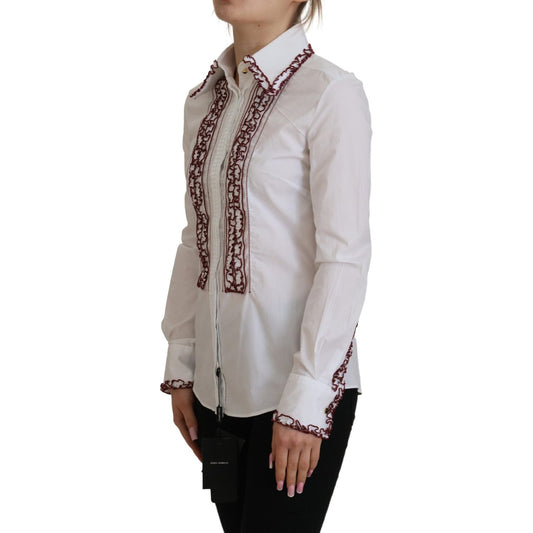 Dolce & Gabbana Elegant White Cotton Polo Top Dolce & Gabbana Dark Gray