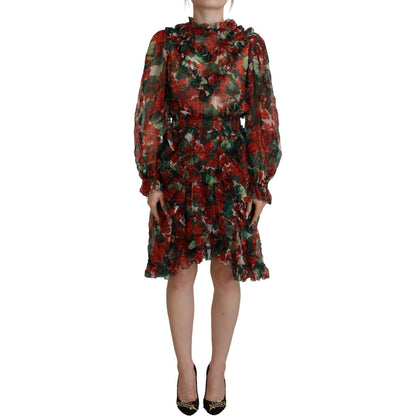 Dolce & Gabbana Multicolor Geranium A-line Knee Length Dress