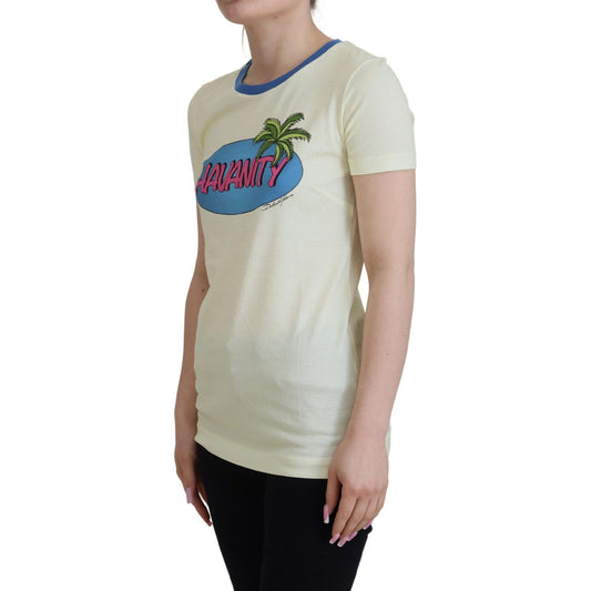 Dolce & Gabbana Elegant Yellow Cotton Tee with Chic Print Dolce & Gabbana Gray