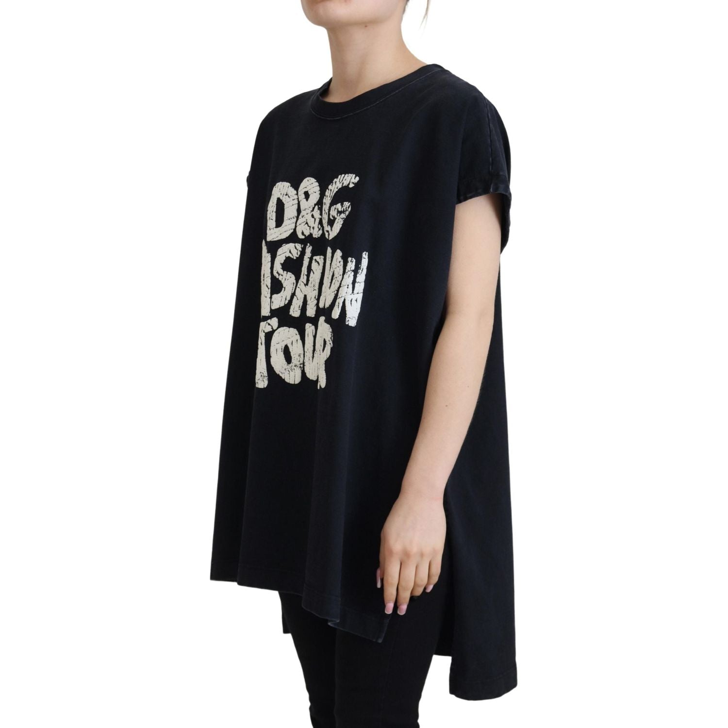 Dolce & Gabbana Black D&G Fashion Round Neck Cotton T-shirt