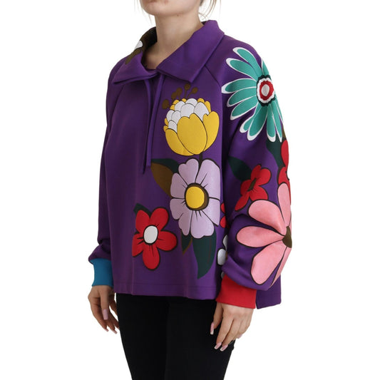 Dolce & Gabbana Elegant Purple Floral Pullover Sweater Dolce & Gabbana Dark Slate Gray