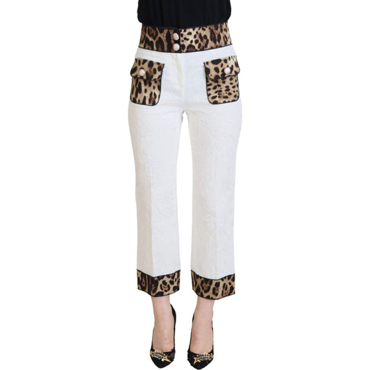 Dolce & Gabbana Elegant Leopard Print Pants for Sophisticated Style Dolce & Gabbana Light Gray
