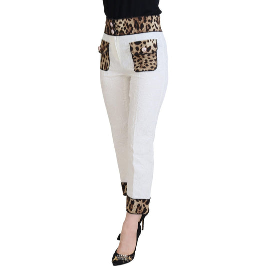 Dolce & Gabbana Elegant Leopard Print Pants for Sophisticated Style Dolce & Gabbana Light Gray