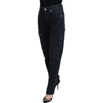 Dolce & Gabbana Black Cotton Tattered High Waist Denim Jeans PAN73081 - 40