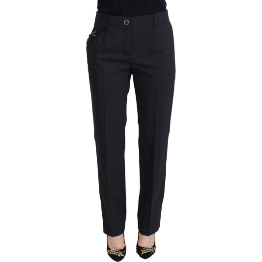 Dolce & Gabbana Chic Grey Wool Blend Pants for Elevated Style Dolce & Gabbana Black