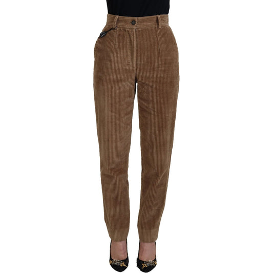 Dolce & Gabbana Elegant Brown Corduroy Pants for Sophisticated Style Dolce & Gabbana Dark Olive Green