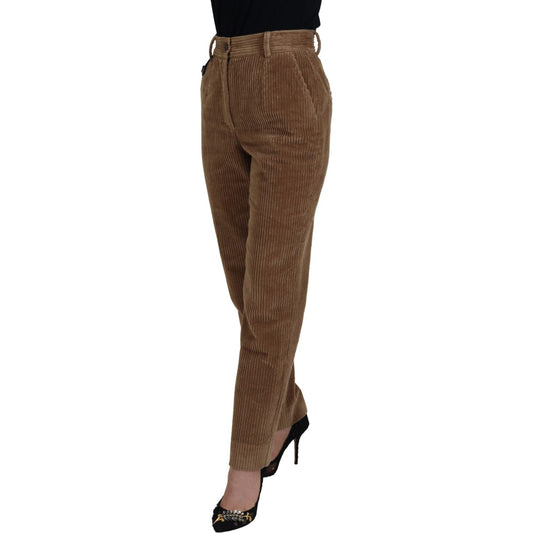 Dolce & Gabbana Elegant Brown Corduroy Pants for Sophisticated Style Dolce & Gabbana Dark Olive Green