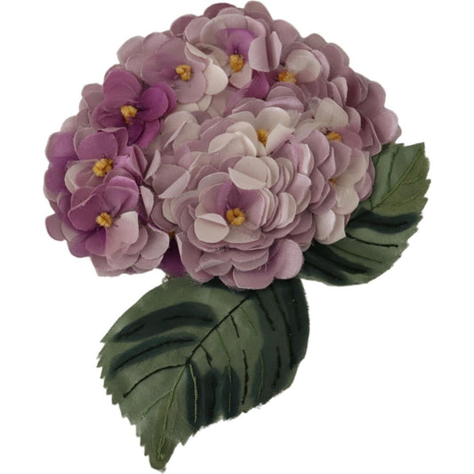 Dolce & Gabbana Elegant Purple Floral Silk Blend Brooch Brooch Dolce & Gabbana Dim Gray