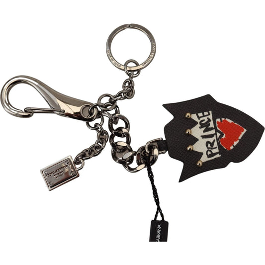 Dolce & Gabbana Elegant Silver and Black Designer Keychain Dolce & Gabbana Gray