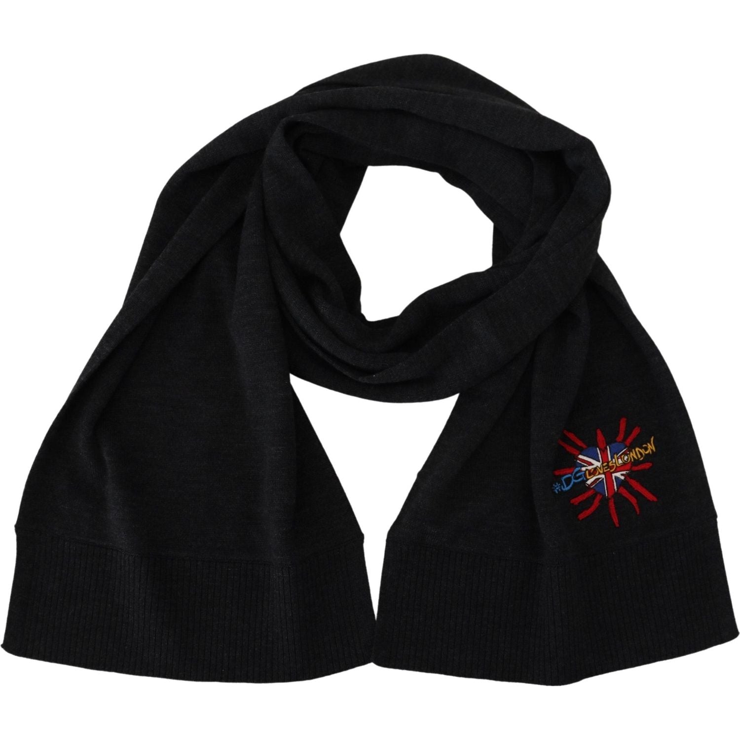 Dolce & Gabbana Black Sacred Heart #DGLovesLondon Wrap Scarf