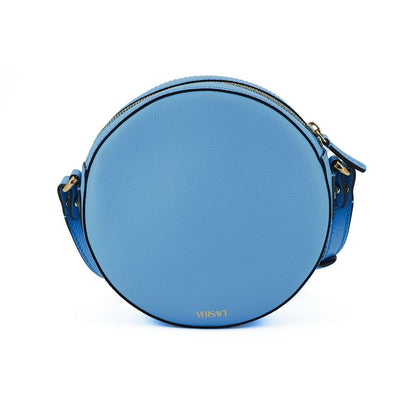 Versace Chic Blue Leather Round Shoulder Bag