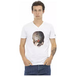 Trussardi Action White Cotton Men's V-Neck T-Shirt TR-22859-XL