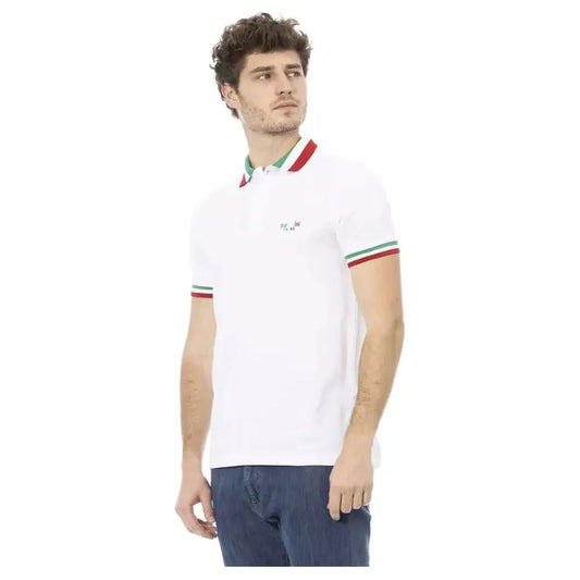 Baldinini Trend White Cotton Men Polo Shirt BA-23200-3XL