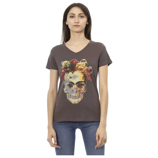 Trussardi Action Brown Cotton Women T-Shirt Trussardi Action Dim Gray