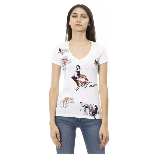 Trussardi Action White Cotton Women T-Shirt Trussardi Action Dark Slate Gray