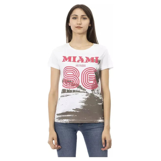 Trussardi Action White Cotton Women T-Shirt Trussardi Action Rosy Brown
