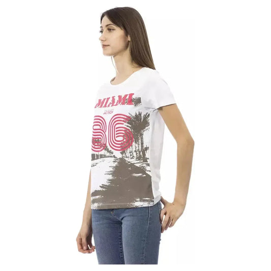 Trussardi Action White Cotton Women T-Shirt Trussardi Action Rosy Brown