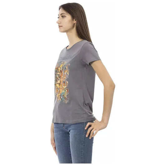 Trussardi Action Gray Cotton Women T-Shirt Trussardi Action Dim Gray