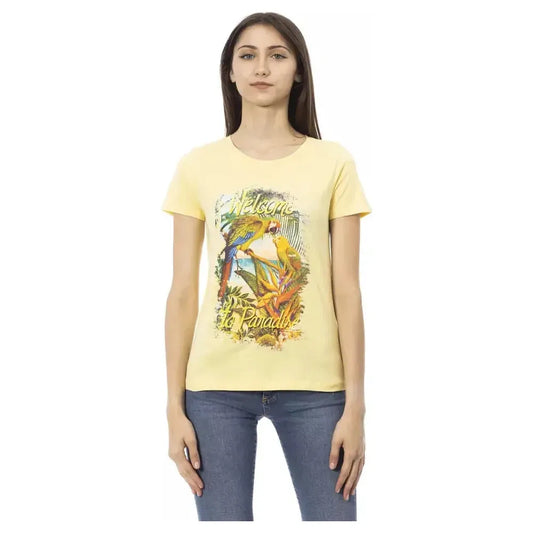 Trussardi Action Yellow Cotton Women T-Shirt Trussardi Action Tan