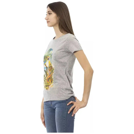 Trussardi Action Gray Cotton Women T-Shirt Trussardi Action Dark Gray