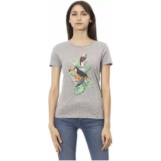 Trussardi Action Gray Cotton Women T-Shirt Trussardi Action Dark Gray