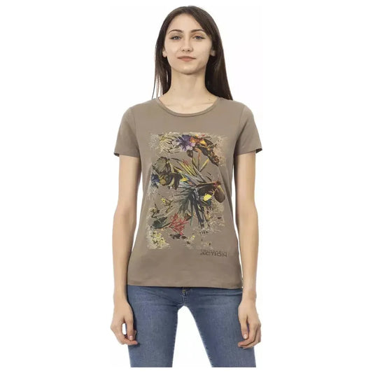 Trussardi Action Brown Cotton Women T-Shirt Trussardi Action Dim Gray