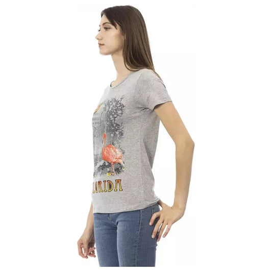 Trussardi Action Gray Cotton Women T-Shirt Trussardi Action Dark Gray