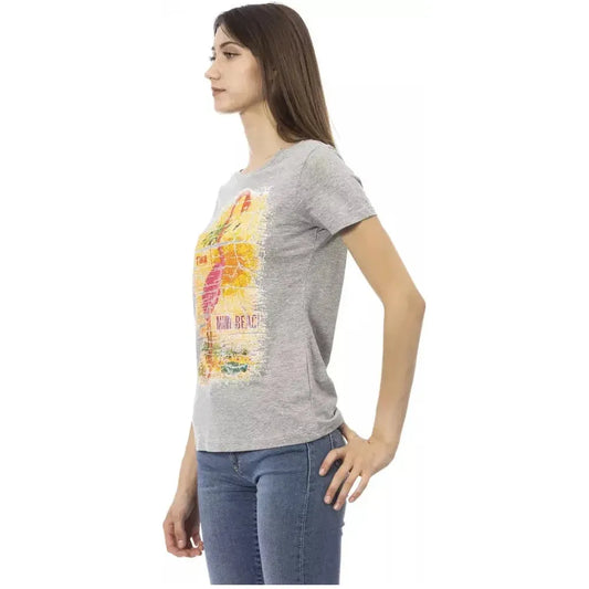 Trussardi Action Gray Cotton Women T-Shirt Trussardi Action Dark Gray