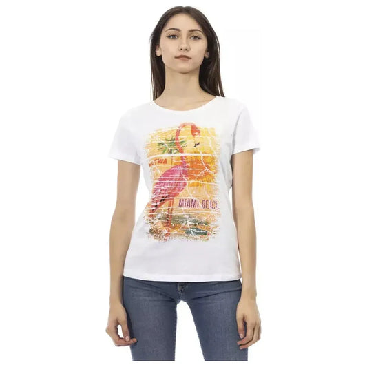 Trussardi Action White Cotton Women T-Shirt Trussardi Action Light Gray