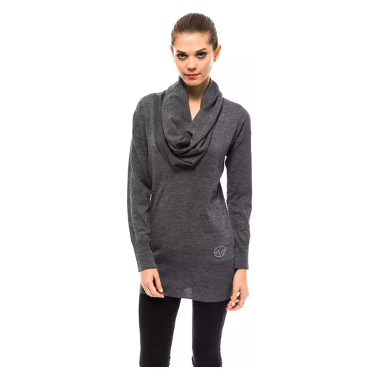 Montana Blu Gray Wool Women Sweater Montana Blu Dark Slate Gray