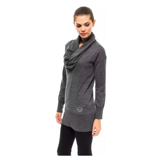 Montana Blu Gray Wool Women Sweater Montana Blu Dark Slate Gray