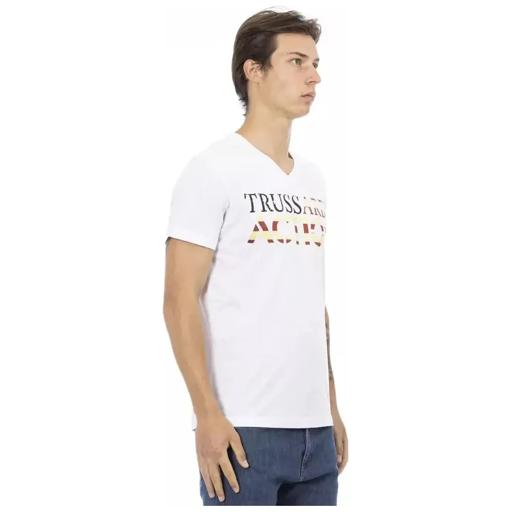 Trussardi Action White Cotton Men T-Shirt TR-22869-XXL