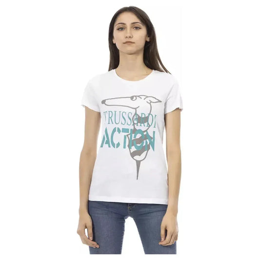 Trussardi Action White Cotton Women T-Shirt Trussardi Action Light Gray