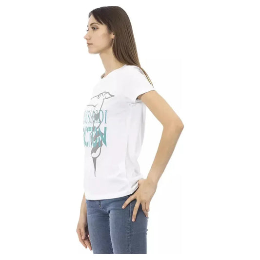 Trussardi Action White Cotton Women T-Shirt Trussardi Action Antique White