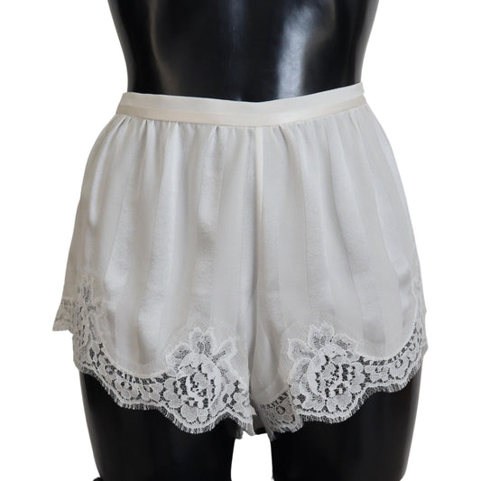 Dolce & Gabbana Elegant White Lace Lingerie Shorts Dolce & Gabbana Gray