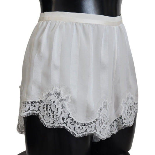 Dolce & Gabbana Elegant White Lace Lingerie Shorts Dolce & Gabbana Gray