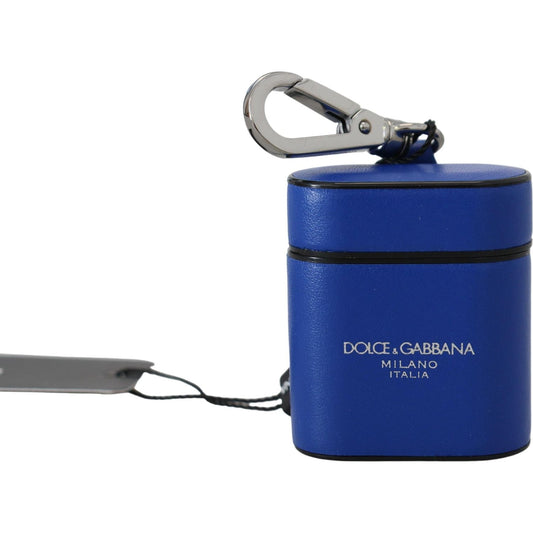 Dolce & Gabbana Elegant Blue Leather Airpods Case Dolce & Gabbana Dark Slate Blue
