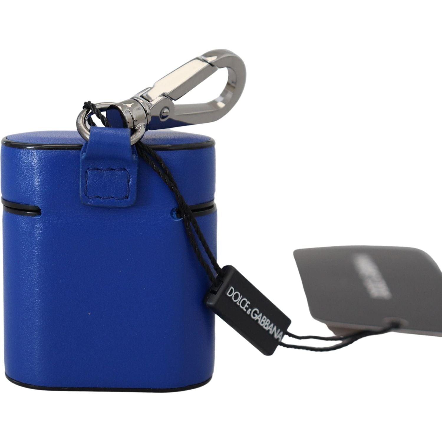Dolce & Gabbana Blue Leather Silver Metal Logo Airpods Case