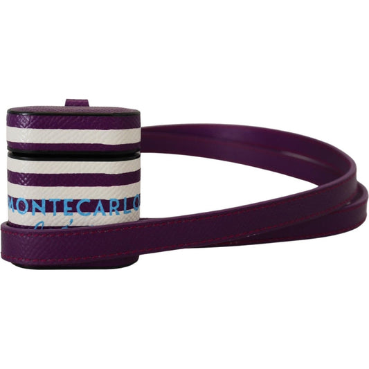 Dolce & Gabbana Chic Purple Leather Airpods Case Dolce & Gabbana Dark Slate Gray
