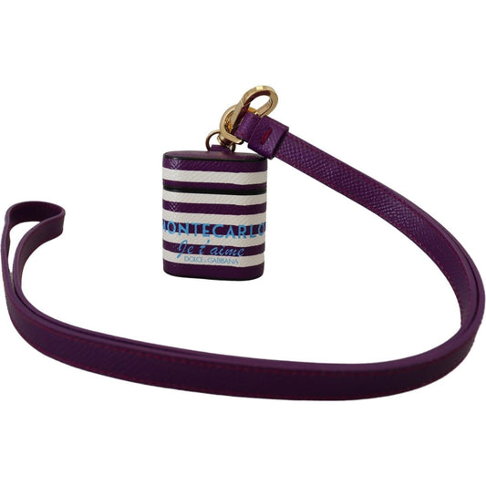 Dolce & Gabbana Chic Purple Leather Airpods Case Dolce & Gabbana Dark Slate Gray